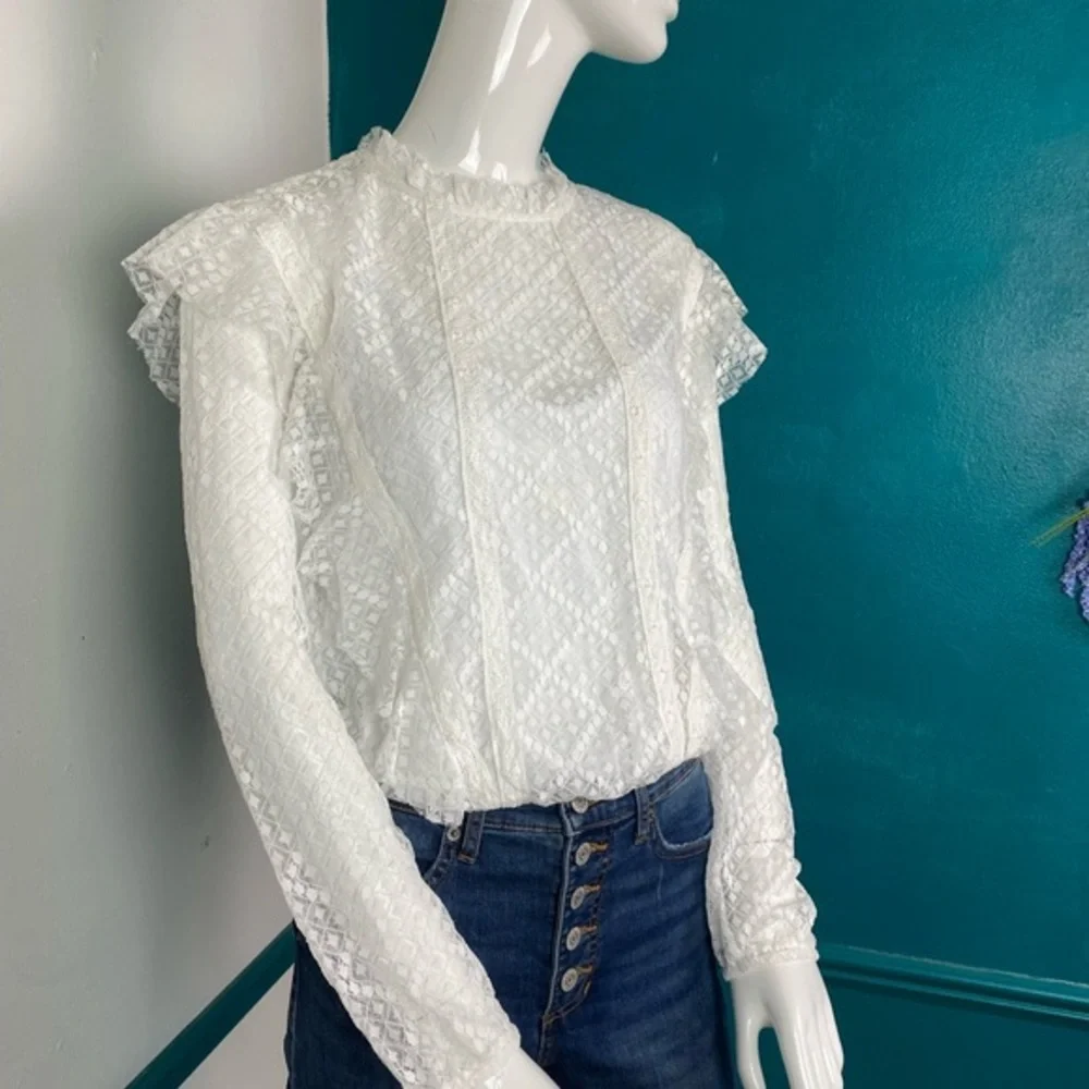 We the free lace high neck bodysuit xs